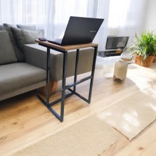Kapella Laptop Sehpası Koyu Ceviz Metal Ayak 64X45X40