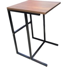 Kapella Laptop Sehpası Koyu Ceviz Metal Ayak 64X45X40