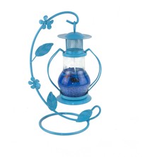 Uzman İthalat Mumluk Metal Askılı Cam Nostalji Mumluk Mavi