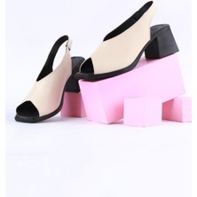 Paris Shoes Paris Bej Cilt Kadın  Deri Sandalet Ayakkabı