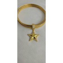 Çelik Kararma Yapmaz Charmlı Ortası  Zirkon Taşlı 3'lü Ajda Bilezik(İstediğiniz Charmı Sorular Bölümünden Belirtiniz.)