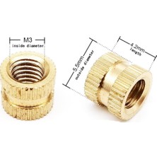 Hobi Mekatronik M3X5.5X4.2 Pirinç Insert Somun 3D Baskı Için Çakma SOMUN(100 Adet)