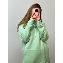 Üç Iplik Şardonlu Sweatshirt Unisex Mint Yeşili