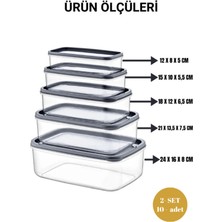 5'li Dikdörtgen Şeffaf Saklama Kabı Seti Buzdolabı Organizeri