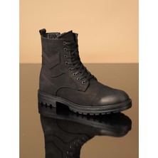 Konfores 1069  Deri Anatomik Erkek Bot - NKT01069-SIYAH Nubuk-40