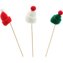 Mediterian Renkli 5cm Yılbaşı Süsü Şapkası Minik Beresi, Eğlenceli ve Renkli Tasarım