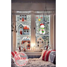 Mediterian Çocuk odası renkli çift yönlü kasaba yılbaşı temalı duvar sticker seti