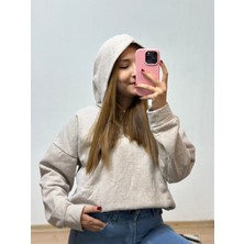 Üç Iplik Şardonlu Sweatshirt Unisex Açık Bej