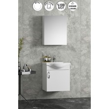 Özceden Yıldız Asma 45 cm Beyaz Mdf Seramik Lavabolu Asma Banyo Dolabı Takımı
