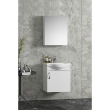 Özceden Yıldız Asma 45 cm Beyaz Mdf Seramik Lavabolu Asma Banyo Dolabı Takımı
