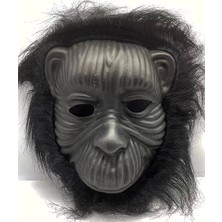 Çerçici Siyah Renk Eva Goril Maskesi - Siyah Peluşlu Tüylü Orangutan Maskesi