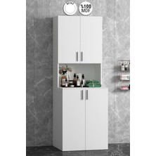 Kapaklı Çamaşır Makinesi Beyaz Mdf Banyo Dolabı Takımı