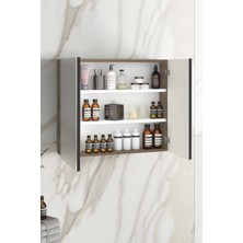 Özceden Çiğdem 65 cm Atlantik Çam-Antrasit Gri Mat Mdf Aynalı Asma Banyo Üst Dolabı