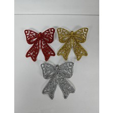 Arminow Yılbaşı Ağaç Süsü Simli Fiyonk 3'lü Paket - 10 cm - YIL065