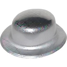 Gümüş Renk Hologramlı Plastik Yuvarlak Melon 27X24 cm