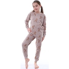 Bunny Hopp  Pamuk Penye Kumaş  Desenli Uzun Kollu Kız Çocuk Pijama Takımı 3,4,5,6,7,8 Yaş