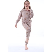 Bunny Hopp  Pamuk Penye Kumaş  Desenli Uzun Kollu Kız Çocuk Pijama Takımı 3,4,5,6,7,8 Yaş