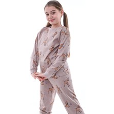 Bunny Hopp  Pamuk Penye Kumaş  Desenli Uzun Kollu Kız Çocuk Pijama Takımı 3,4,5,6,7,8 Yaş