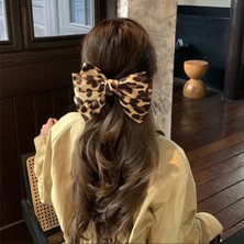 Uras Desing Leopar Ekose Fiyonk Model Kadın Çocuk Otomatik Saç Tokası Yeni Yıl