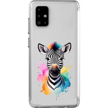 Zeyno Samsung Galaxy A71 Uyumlu Renkli Zebra  Desenli Silikon Kılıf