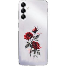 Zeyno Samsung Galaxy A14 Uyumlu Kırmızı Güller  Desenli Silikon Kılıf