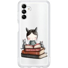 Zeyno Samsung Galaxy M14 Uyumlu Kitap Sever Küçük Kız  Desenli Silikon Kılıf