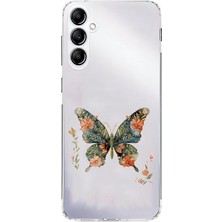 Zeyno Samsung Galaxy A14 Uyumlu Çiçekli Kelebek  Desenli Silikon Kılıf