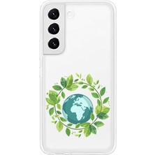 Zeyno Samsung Galaxy S21 Fe Uyumlu Dünya ve Çiçek Çemberi  Desenli Silikon Kılıf