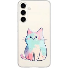 Zeyno Samsung Galaxy S24 Plus Uyumlu Pastel Kedi  Desenli Silikon Kılıf