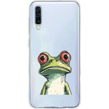 Zeyno Samsung Galaxy A70 Uyumlu Yeşil Kurbağa  Desenli Silikon Kılıf