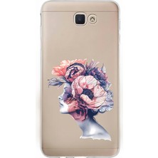 Zeyno Samsung Galaxy J7 Prime Uyumlu Çiçek Kadın  Desenli Silikon Kılıf