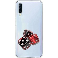 Zeyno Samsung Galaxy A70 Uyumlu Siyah Şans Zarları  Desenli Silikon Kılıf