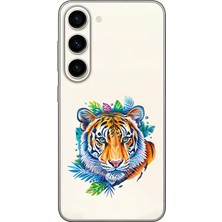 Zeyno Samsung Galaxy S23 Uyumlu Renkli Kaplan  Desenli Silikon Kılıf