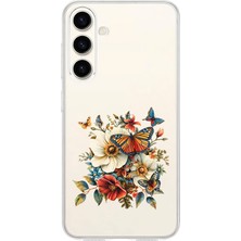 Zeyno Samsung Galaxy S24 Fe Uyumlu Çiçek Kelebek  Desenli Silikon Kılıf
