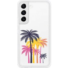Zeyno Samsung Galaxy S21 Fe Uyumlu Palmiye Ağaçları  Desenli Silikon Kılıf