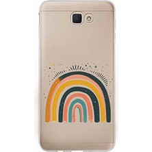 Zeyno Samsung Galaxy J7 Prime Uyumlu Pastel Gökkuşağı  Desenli Silikon Kılıf