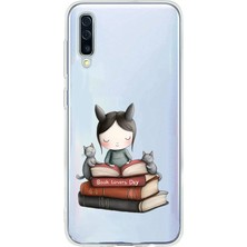 Zeyno Samsung Galaxy A70 Uyumlu Kitap Sever Küçük Kız  Desenli Silikon Kılıf
