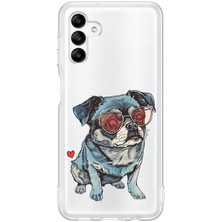 Zeyno Samsung Galaxy M14 Uyumlu Gözlüklü Köpek  Desenli Silikon Kılıf