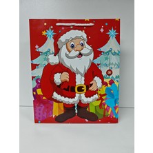 Arminow Yılbaşı Noel Baba Desenli Ipli Karton Çanta - 25X30X9 cm - 2 Adet - Ç057