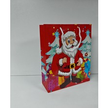 Arminow Yılbaşı Noel Baba Desenli Ipli Karton Çanta - 25X30X9 cm - 2 Adet - Ç057