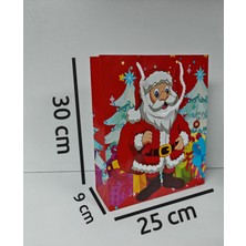 Arminow Yılbaşı Noel Baba Desenli Ipli Karton Çanta - 25X30X9 cm - 2 Adet - Ç057