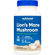 Nutri Nutricost Lion's Mane Mushroom Aslan Yelesi Mantarı 2100 Mg 90 Capsules 700 Mg Per Capsul