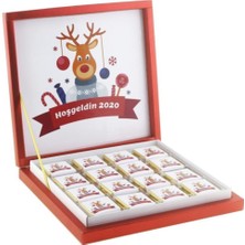 Mediterian 48 Adet Kişiye Özel Geyikli Yeni Yıl Madlen Çikolata Seti Beyaz