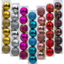 Mediterian Mavi Yılbaşı Topları Seti, 3,5cm, 6'lı, Noel Süsleri, Dekorasyon Renkli