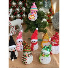 Mediterian Yılbaşı Renkli Işıklı Kardan Adam ve Çam Ağacı Süsü Masa Lambası Dekoru