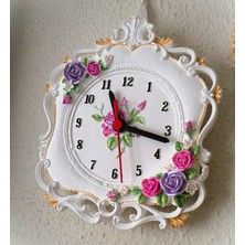 Morlalem Gül Çiçek Kabartmalı Saat 21CM Silikon Kalıp K-273