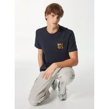 Hugo Bisiklet Yaka Düz Mavi Erkek T-Shirt 50522134_DIRIDUMTI