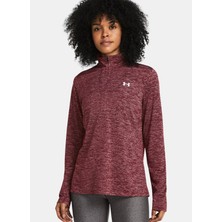 Under Armour Bordo Kadın Normal Düz T-Shirt 1384225-625 Tech 1/2 Zip- Twist