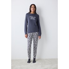 Penti Busy Life Gri Termal Pantolon Pijama Takımı