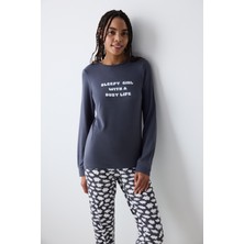 Penti Busy Life Gri Termal Pantolon Pijama Takımı